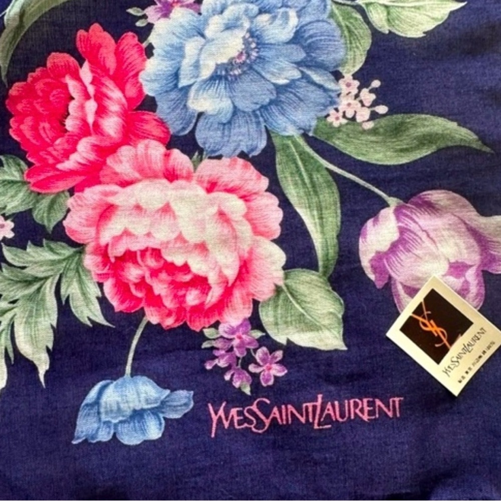Yves Saint Laurent Vibrant Floral Scarf in Pink and Blue and Red Gift Set - Picture 2 of 5
